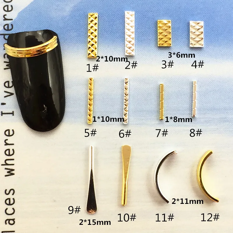 10Pcs/Lot Japan Individual Engrave Rectangle Bent Rod Metal Alloy Nail Art Decorations Nail Stickers for Manicure
10Pcs/Lot Japan Individual Engrave Rectangle Bent Rod Metal Alloy Nail Art Decorations Nail Stickers for Manicure