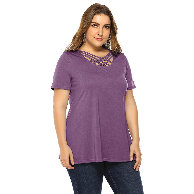2019 Large Size T-shirt Women's Cross Band Loose Thin Short Sleeve Solid Color Short Sleeve Blue Top Large Size Purple T Shirt
2019 Large Size T-shirt Women's Cross Band Loose Thin Short Sleeve Solid Color Short Sleeve Blue Top Large Size Purple T Shirt