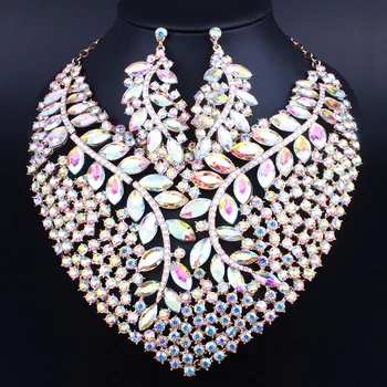 Bridal Gift Nigerian Wedding African Beads Jewelry Set Fashion Dubai Crystal Jewelry Sets Costume Design Big Necklace
Bridal Gift Nigerian Wedding African Beads Jewelry Set Fashion Dubai Crystal Jewelry Sets Costume Design Big Necklace