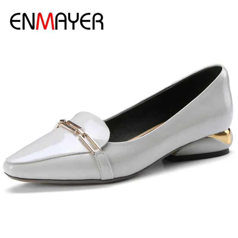 ENMAYER Matel Decoration Slip-on Shoes Womens Low Heel Pumps Pointed Toe Patent Leather Shoes Plus Size 34-42 Black Gray
ENMAYER Matel Decoration Slip-on Shoes Womens Low Heel Pumps Pointed Toe Patent Leather Shoes Plus Size 34-42 Black Gray