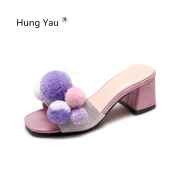 Hung Yau Shoes For Women Fashion High Heels Plush Ball Bandage Sandals Pumps Flip Flop Casual Shoes Peep Toe Slippers Size 39
Hung Yau Shoes For Women Fashion High Heels Plush Ball Bandage Sandals Pumps Flip Flop Casual Shoes Peep Toe Slippers Size 39