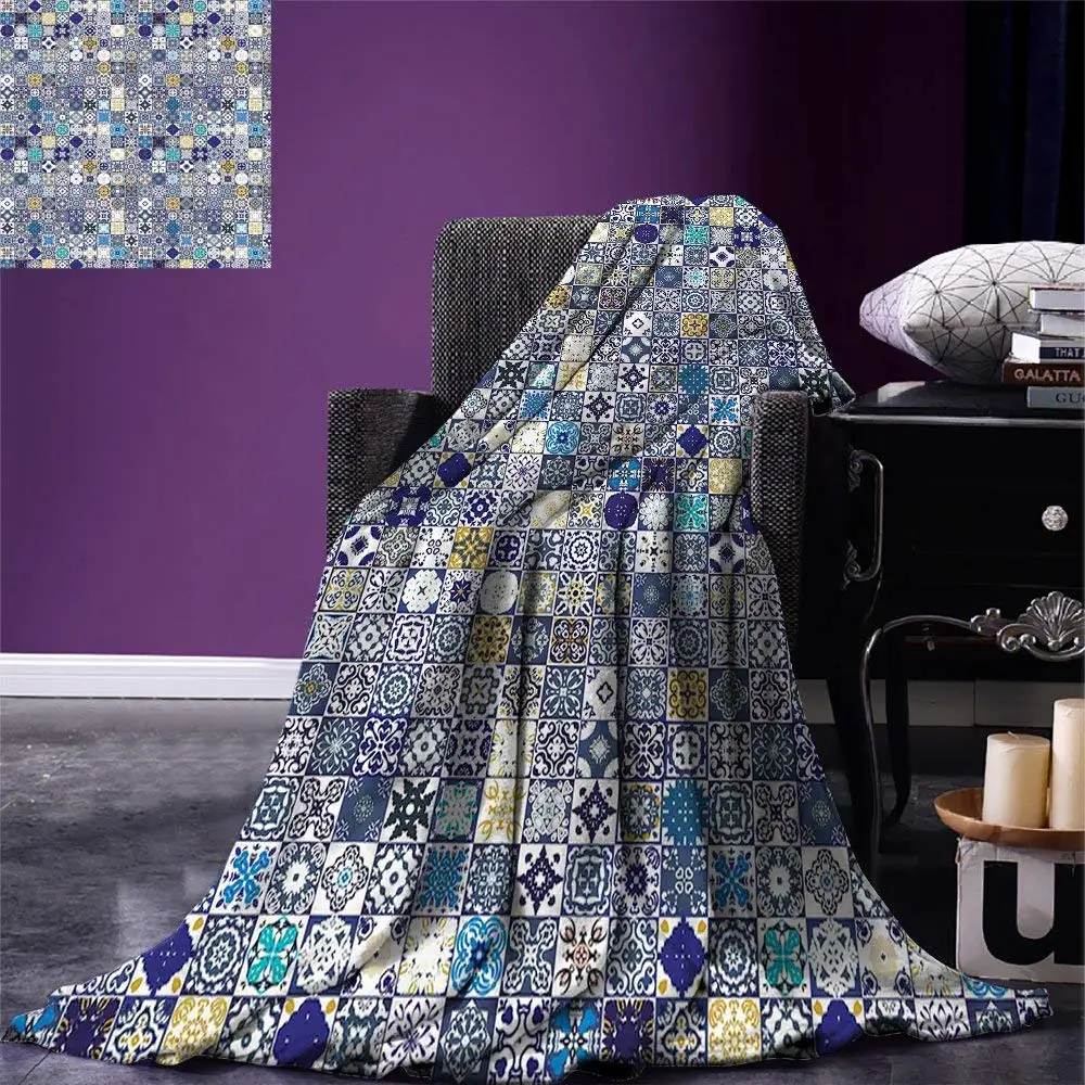 Moroccan Throw Blanket Mediterranean Square Tile Motifs Pattern Vintage Traditional Artistic Collection Fleece Blanket for Bed
Moroccan Throw Blanket Mediterranean Square Tile Motifs Pattern Vintage Traditional Artistic Collection Fleece Blanket for Bed