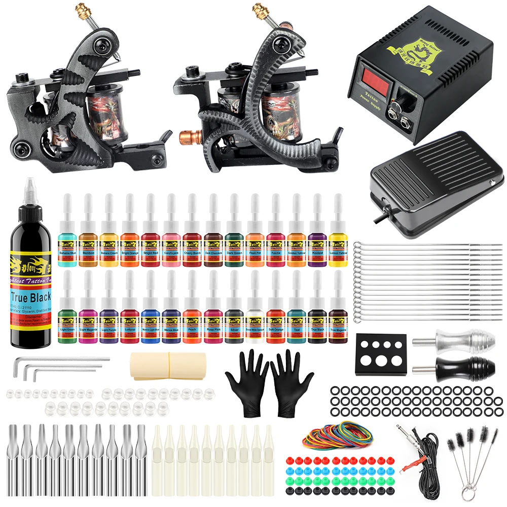 Complete 2 Coil Tattoo Machine Kit For Liner Shader Power Supply Foot Pedal Grip Ink Set Permanent Make up TK224
Complete 2 Coil Tattoo Machine Kit For Liner Shader Power Supply Foot Pedal Grip Ink Set Permanent Make up TK224