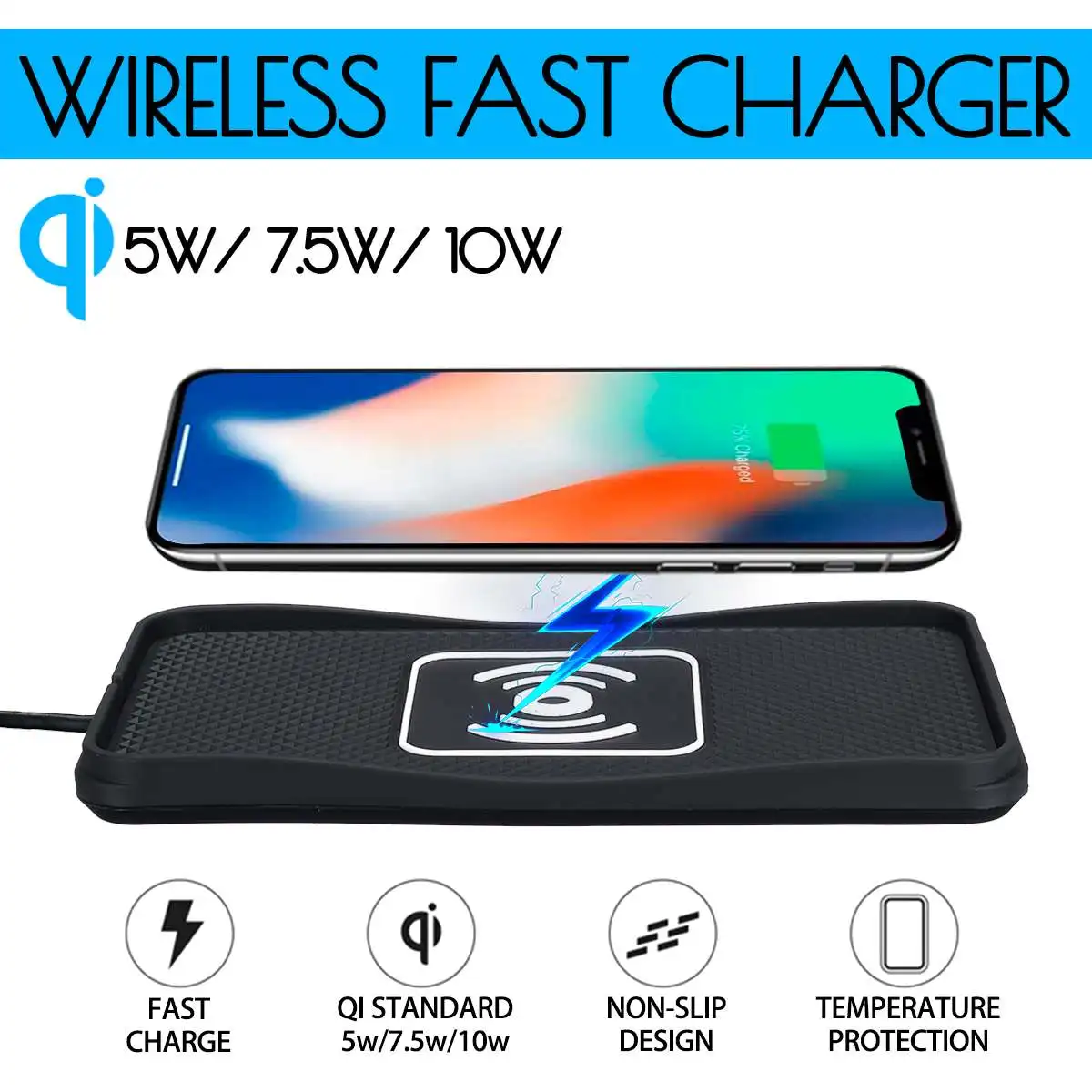 10W Car Qi Wireless Charger Pad Non-slip Mat Fast Charging Dock Pad for Samsung for iPhone X XS Car Dashboard Holder Stand
10W Car Qi Wireless Charger Pad Non-slip Mat Fast Charging Dock Pad for Samsung for iPhone X XS Car Dashboard Holder Stand