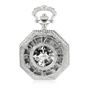 United Kingdom Lucky Bats Pendant Hexagon Silver Tone Fashion Skeleton Watches Steampunk Vintage Mechanical Pocket Watch W/Chain
United Kingdom Lucky Bats Pendant Hexagon Silver Tone Fashion Skeleton Watches Steampunk Vintage Mechanical Pocket Watch W/Chain
