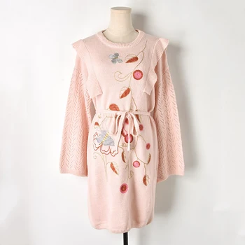 Sweet Sweater Dress 2019 Early Spring Cute Floral Embroidey Ruffles Flare Sleeve Knitted Dress O Neck Sweater Dress Women Pink
Sweet Sweater Dress 2019 Early Spring Cute Floral Embroidey Ruffles Flare Sleeve Knitted Dress O Neck Sweater Dress Women Pink