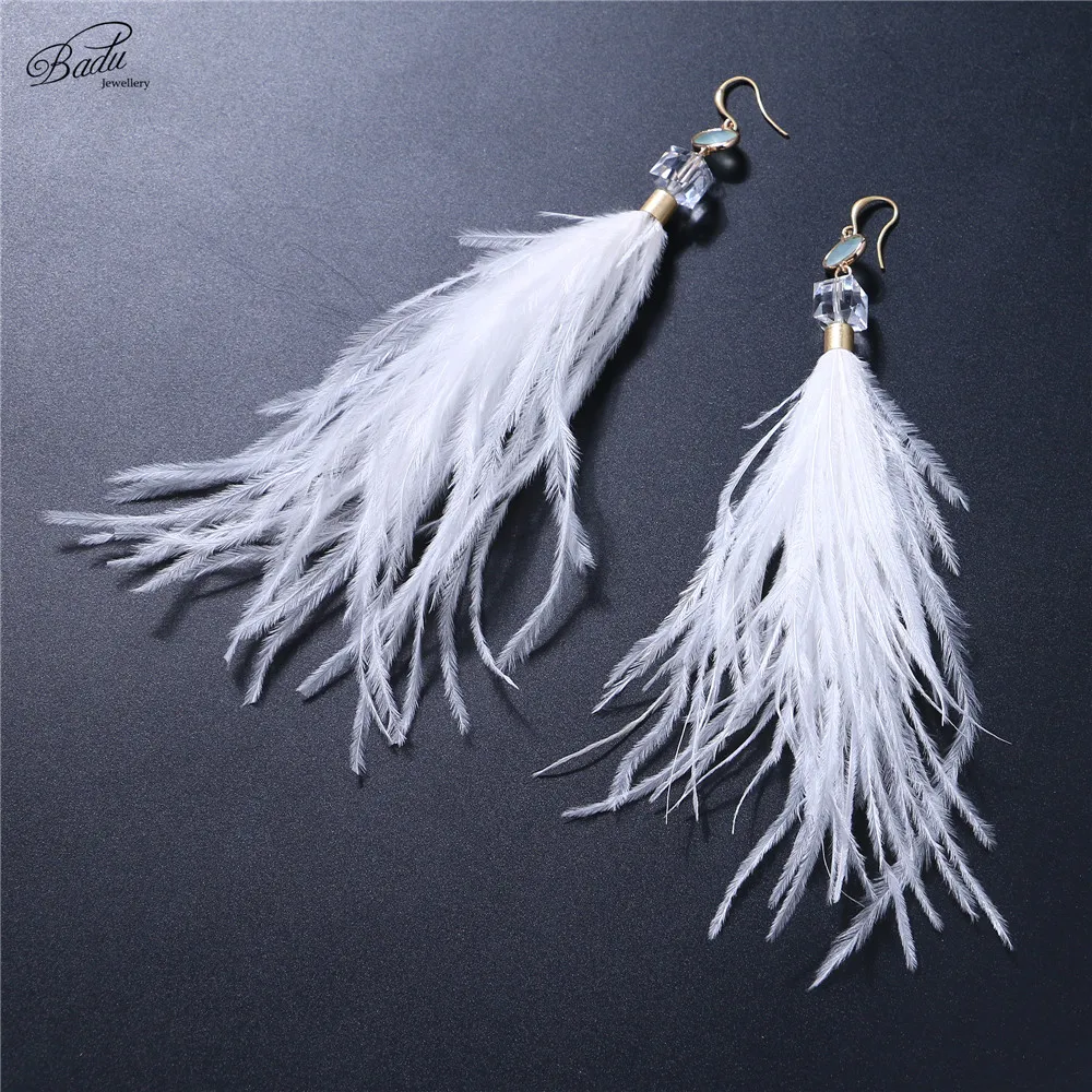 Badu Long Drop Earring White Ostrich Feather Spring Fashion Jewelry for Women Daily Wearing Holiday Pendientes
Badu Long Drop Earring White Ostrich Feather Spring Fashion Jewelry for Women Daily Wearing Holiday Pendientes