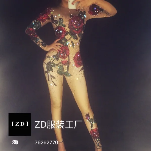 red rhinestone jumpsuit