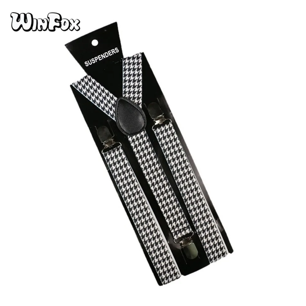Winfox 2.5cm Wide Vintage Male Suspenders Men White Black Houndstooth Women Braces suspensorio
Winfox 2.5cm Wide Vintage Male Suspenders Men White Black Houndstooth Women Braces suspensorio