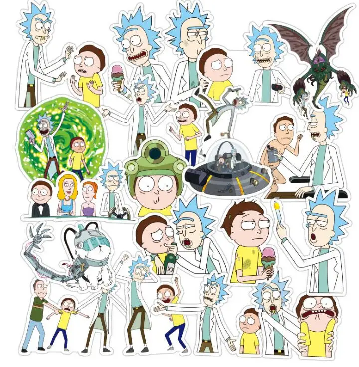 

60pcs/Pack Stickers Rick Morty Stickers Anime Graffiti Skateboard Guitar Fridge Suitcase Phone Waterproof Kids Stickers Toy