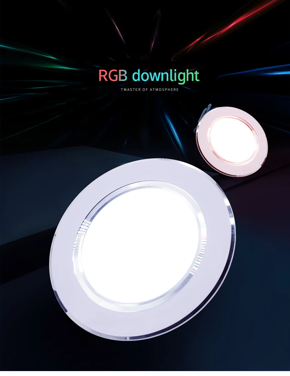 LED Round RGB Downlight Recessed Lamp 5W 10W Remote Control Multiple Model Colors AC110V 240V Indoor Ambient Light Party Bar KTV