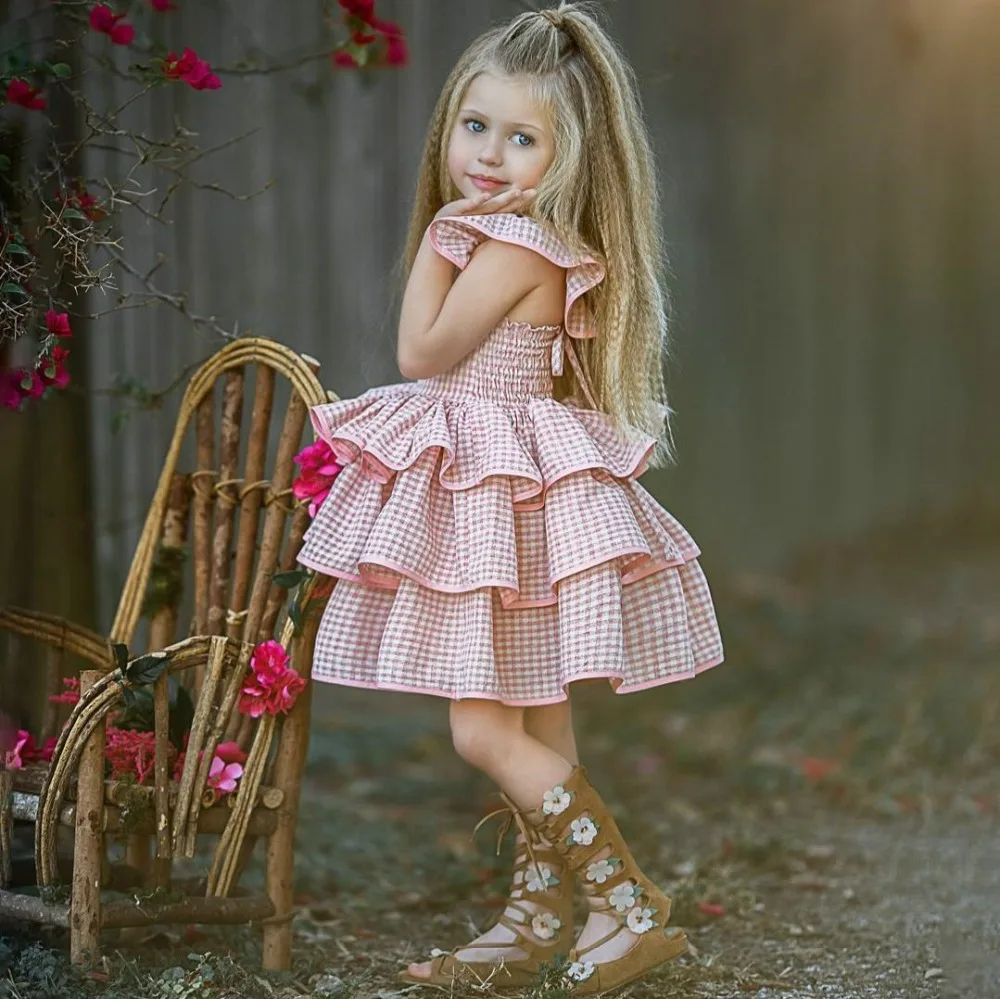 

2019 Toddler Kids Baby Girls Layered Tutu Dresses Summer Ruffled Pageant Party Princess Dress Children Baby Girl Clothes 1-7Y