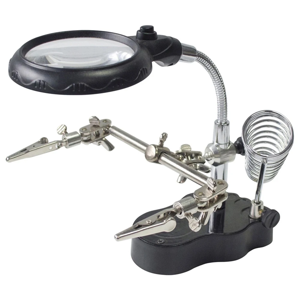 Welding Magnifying Glass with LED Lights Magnifier Third Hand Solder Iron Stand Holder Station Magnifier Soldering Repair Tool
Welding Magnifying Glass with LED Lights Magnifier Third Hand Solder Iron Stand Holder Station Magnifier Soldering Repair Tool