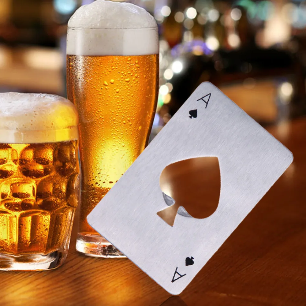 

Black/Silver Poker Card Beer Bottle Opener Personalized Stainless Steel Credit Card Bottle Opener Card of Spades Bar Tool