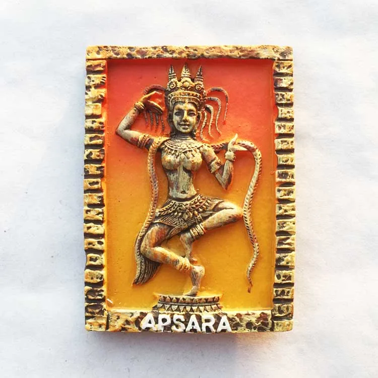 Cambodia Siem Reap Apsara Dance Angkor Wat Flying Goddess Stone Carving Tourist Souvenir Magnetic Sticker Fridge Magnet | Дом и сад
