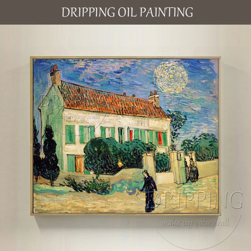 Artist Reproduce High Quality Van Gogh Oil Painting Hand-painted Impression Landscape The White House at Night Oil Painting 
Artist Reproduce High Quality Van Gogh Oil Painting Hand-painted Impression Landscape The White House at Night Oil Painting