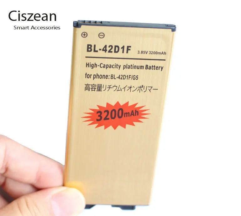 1x 3200mAh BL-42D1F Gold Replacement Li-ion Battery For LG G5 VS987 US992 H820 H840 H850 H830 H831 F700S H960 H860N LS992 RS988
1x 3200mAh BL-42D1F Gold Replacement Li-ion Battery For LG G5 VS987 US992 H820 H840 H850 H830 H831 F700S H960 H860N LS992 RS988