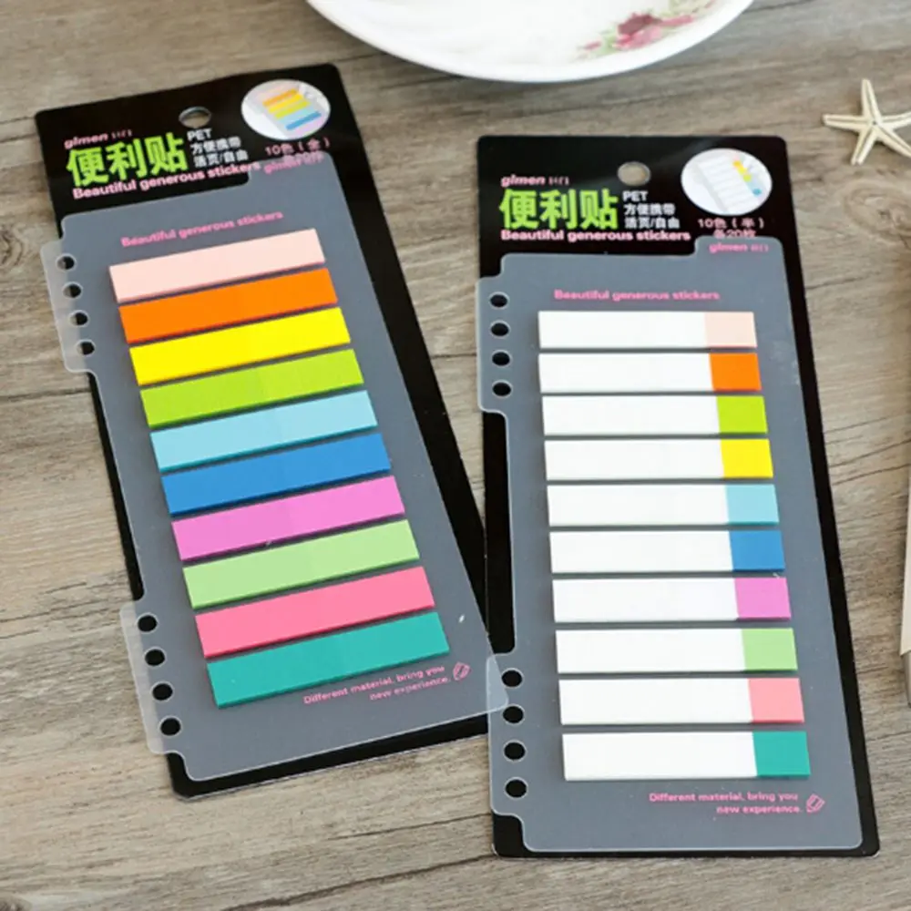 1 Pcs 10 Colors PET 20 Sheets Per Color Index Tabs Flags Sticky Note for Page Marker Stickers Office Accessory Stationery
1 Pcs 10 Colors PET 20 Sheets Per Color Index Tabs Flags Sticky Note for Page Marker Stickers Office Accessory Stationery