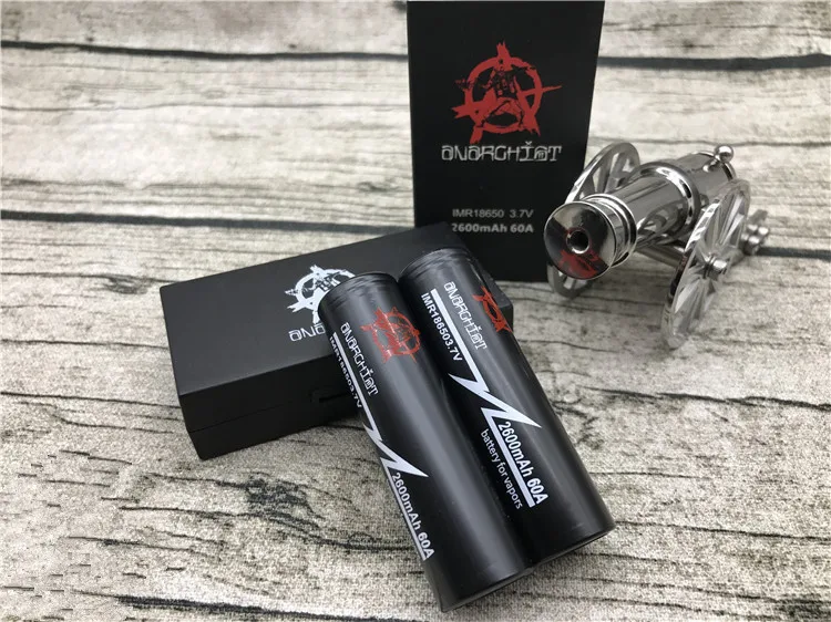 2PCS USA Anarchist 18650 black battery 3.7V 2600mah 60A high drain rechargeable IMR18650 Electronic cigarette power batteries
2PCS USA Anarchist 18650 black battery 3.7V 2600mah 60A high drain rechargeable IMR18650 Electronic cigarette power batteries