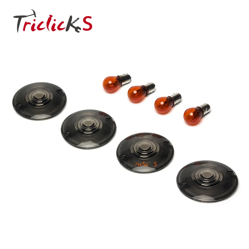 Triclicks Motorcycle Indicator Lights Smoke Visor Bezel Turn Signal Lenses W/Bulbs For Harley Electra Road Glide Softails 86-13
Triclicks Motorcycle Indicator Lights Smoke Visor Bezel Turn Signal Lenses W/Bulbs For Harley Electra Road Glide Softails 86-13