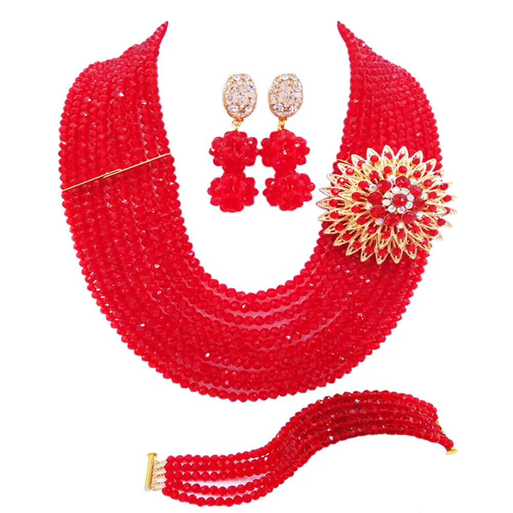 Red African Beads Jewelry Set Crystal Necklace Earrings Nigerian Wedding Bridal Party Jewelry Sets 10DSK06
Red African Beads Jewelry Set Crystal Necklace Earrings Nigerian Wedding Bridal Party Jewelry Sets 10DSK06