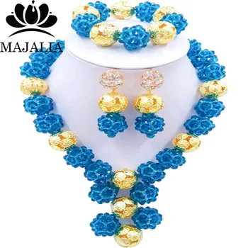 Trendy Navy Blue Nigerian wedding African beads jewelry set crystal necklace bracelet earrings Majalia A well-known brand 1032
Trendy Navy Blue Nigerian wedding African beads jewelry set crystal necklace bracelet earrings Majalia A well-known brand 1032