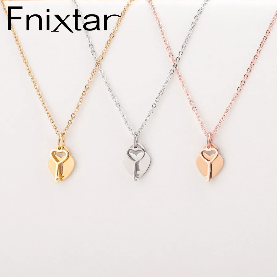 Fnixtar Mirror Polished Stainless Steel Heart Lock Key Charm Necklace For Girlfriend Birthday Gift 5Piece/lot
Fnixtar Mirror Polished Stainless Steel Heart Lock Key Charm Necklace For Girlfriend Birthday Gift 5Piece/lot