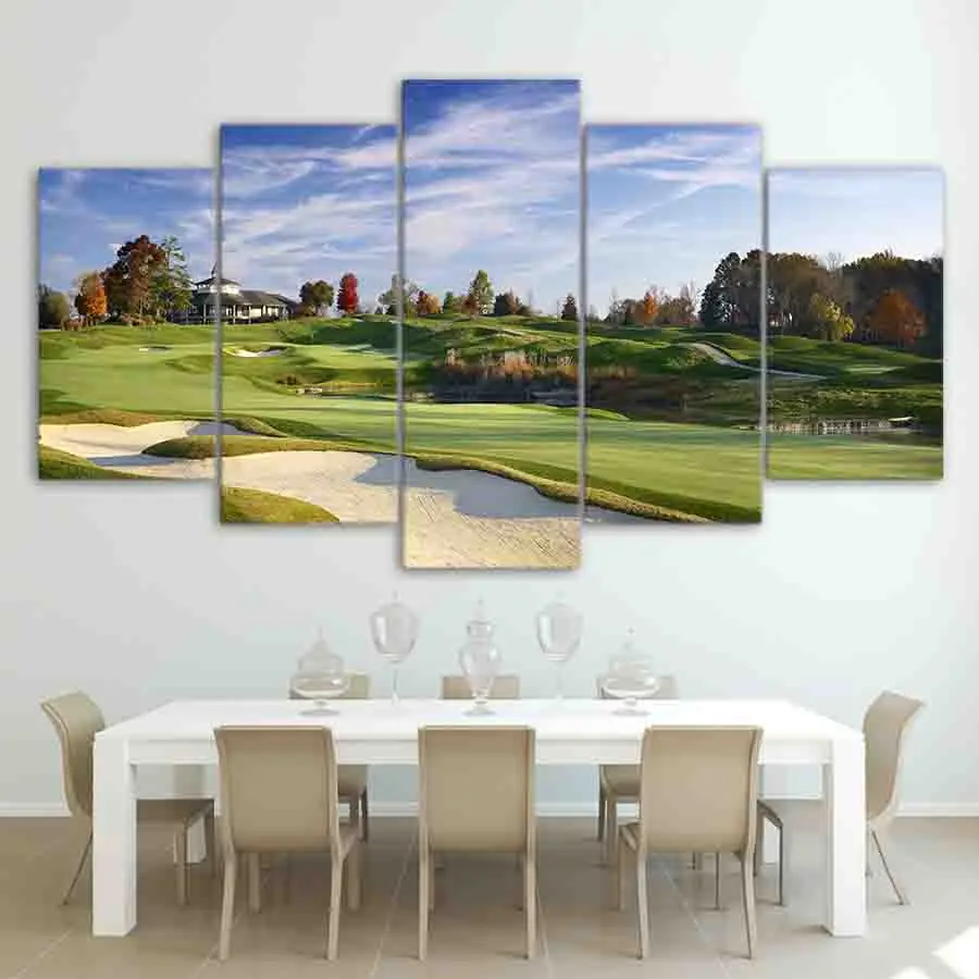 Фото Прямая поставка картины на холсте с принтом 5 шт. для игры в гольф гостиной