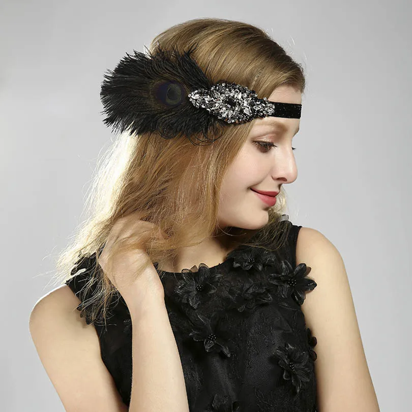 Vintage Black Silver Feather Headband Bridal headpiece Flapper Great Gatsby Headband Customs Hair Accessory
Vintage Black Silver Feather Headband Bridal headpiece Flapper Great Gatsby Headband Customs Hair Accessory