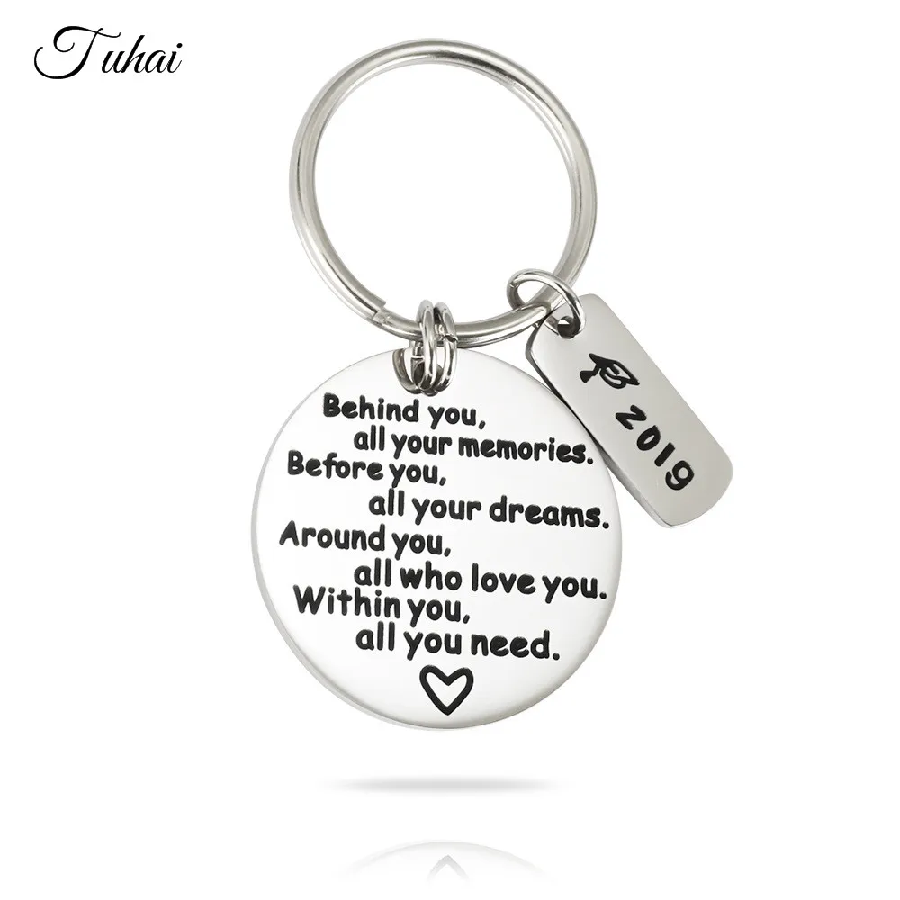 Round Tag Pendant Keychain Stainless Steel Engraved Encouragment Words Dangle for Women Graduation Gifts
Round Tag Pendant Keychain Stainless Steel Engraved Encouragment Words Dangle for Women Graduation Gifts