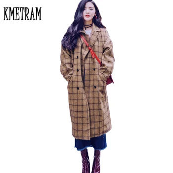 2019 Fashion Plaid Woolen Coat Female Clothing New Turn-down Collar Long Wool Coat Women Winter Jacket Casaco Feminino WUJ1032
2019 Fashion Plaid Woolen Coat Female Clothing New Turn-down Collar Long Wool Coat Women Winter Jacket Casaco Feminino WUJ1032