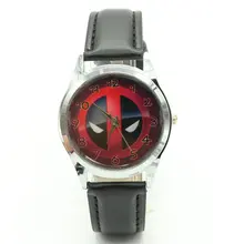 マーベルのスーパーヒーローデッドプールスーパーヒーロー革バンドファッションウォッチ腕時計ボーイ男性用(China)