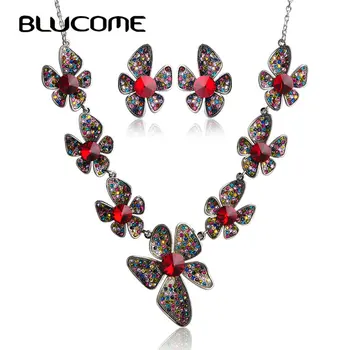 Blucome Luxurious Collar Necklace Earrings Set Max Brincos Flowers Red Crystal Jewelry Sets For Wedding Party Women Bijuterias
Blucome Luxurious Collar Necklace Earrings Set Max Brincos Flowers Red Crystal Jewelry Sets For Wedding Party Women Bijuterias