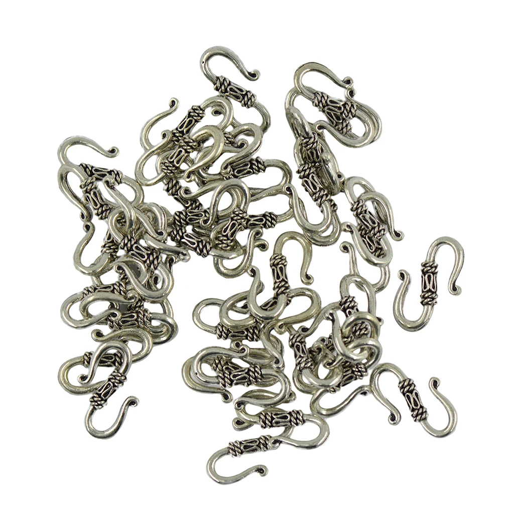 50Pcs Tibetan Silver Color S hook Clasp Necklace Clasp Jewelry Making Supplies 21 x 14mm
50Pcs Tibetan Silver Color S hook Clasp Necklace Clasp Jewelry Making Supplies 21 x 14mm
