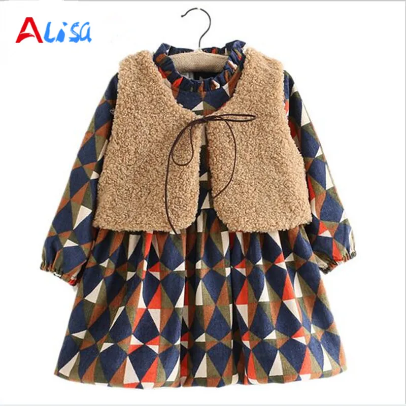 Girls Kids Clothes Winter Diamond Plaid Thick Children Clothing Fashion Lamb's Wool Fur Vest + Girls Dress Clothing Sets Costume
Girls Kids Clothes Winter Diamond Plaid Thick Children Clothing Fashion Lamb's Wool Fur Vest + Girls Dress Clothing Sets Costume