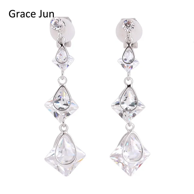 Grace Jun New Arrival Square Cubic Zircon Water Drop Clip on Earrings No Pierced for Women Party Wedding Long Pierced Earrings
Grace Jun New Arrival Square Cubic Zircon Water Drop Clip on Earrings No Pierced for Women Party Wedding Long Pierced Earrings