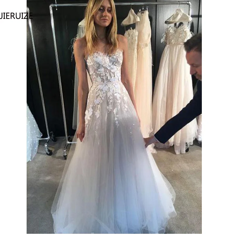 JIERUIZE Vintage Lace Appliques Beach Wedding Dresses 2019 Sweetheart Boho Bride Dresses Wedding Gowns robe de mariee
JIERUIZE Vintage Lace Appliques Beach Wedding Dresses 2019 Sweetheart Boho Bride Dresses Wedding Gowns robe de mariee