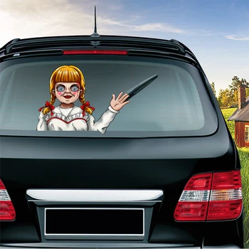 Horror Annabelle Waving Wiper Decals Car Styling PVC Rear Window Wiper Stickers Rear Windshield Stickers Car Stickers And Decals 
Horror Annabelle Waving Wiper Decals Car Styling PVC Rear Window Wiper Stickers Rear Windshield Stickers Car Stickers And Decals