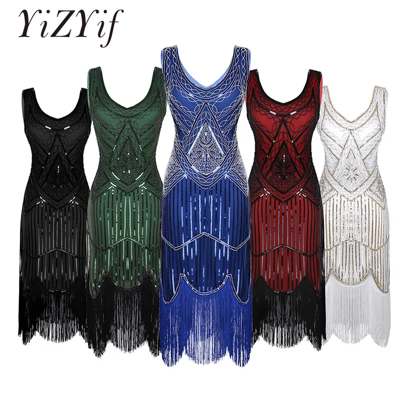 YiZYiF Party Dress Women 1920s Cocktail Shiny Sequins Beaded V-Neck Dress Sleeveless Fringed Tassels Hem Flapper Latin Dresses
YiZYiF Party Dress Women 1920s Cocktail Shiny Sequins Beaded V-Neck Dress Sleeveless Fringed Tassels Hem Flapper Latin Dresses