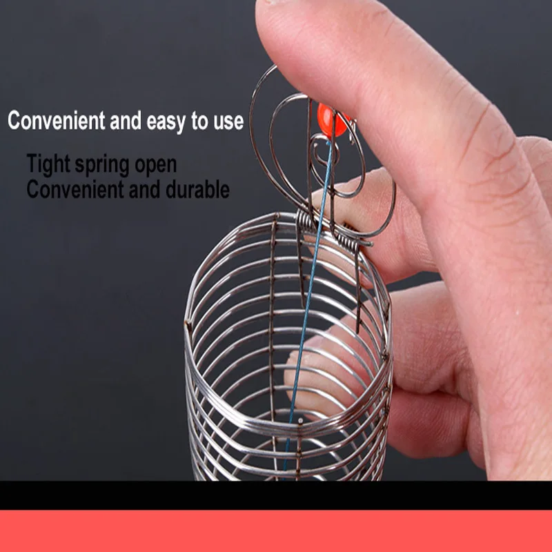 5PCs Wire Fishing Lure Cage Fish Bait Cage Fishing Trap Basket Feeder Holder .mc