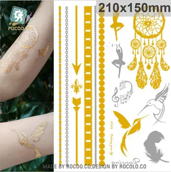 Rocooart Golden Silver Henna Tattoo Metallic Waterproof Temporary Tattoo Sticker Fake Tattoo Flash Taty Tatuagem For Body Art
Rocooart Golden Silver Henna Tattoo Metallic Waterproof Temporary Tattoo Sticker Fake Tattoo Flash Taty Tatuagem For Body Art