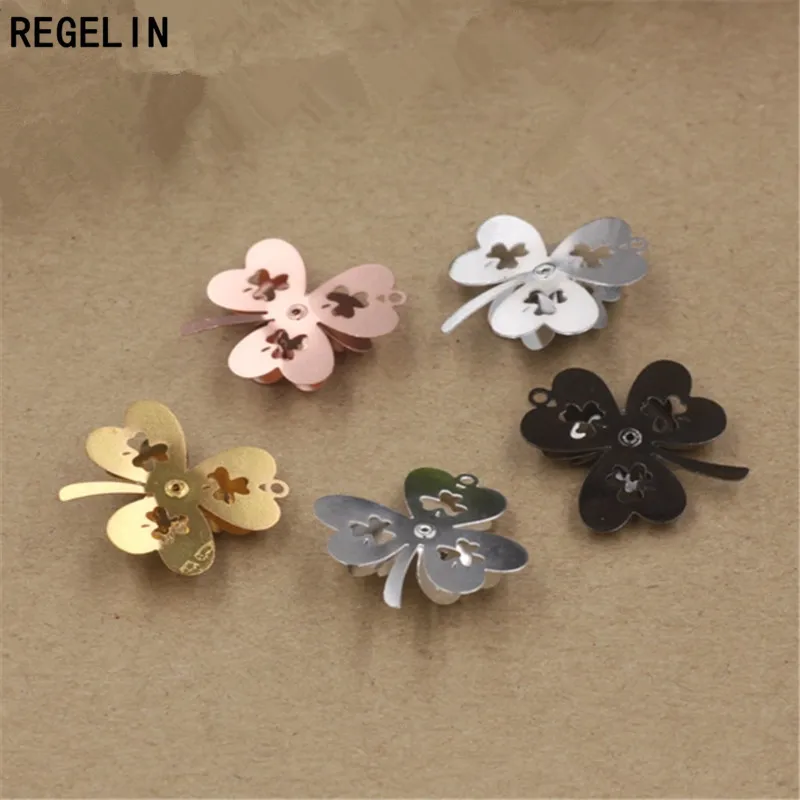 REGELIN 5 Color Hollow Leaf Charm Pendant 5pcs/lot 28x26mm for Bracelet Necklace Jewelry Accessories Making Handmade DIY | Украшения и