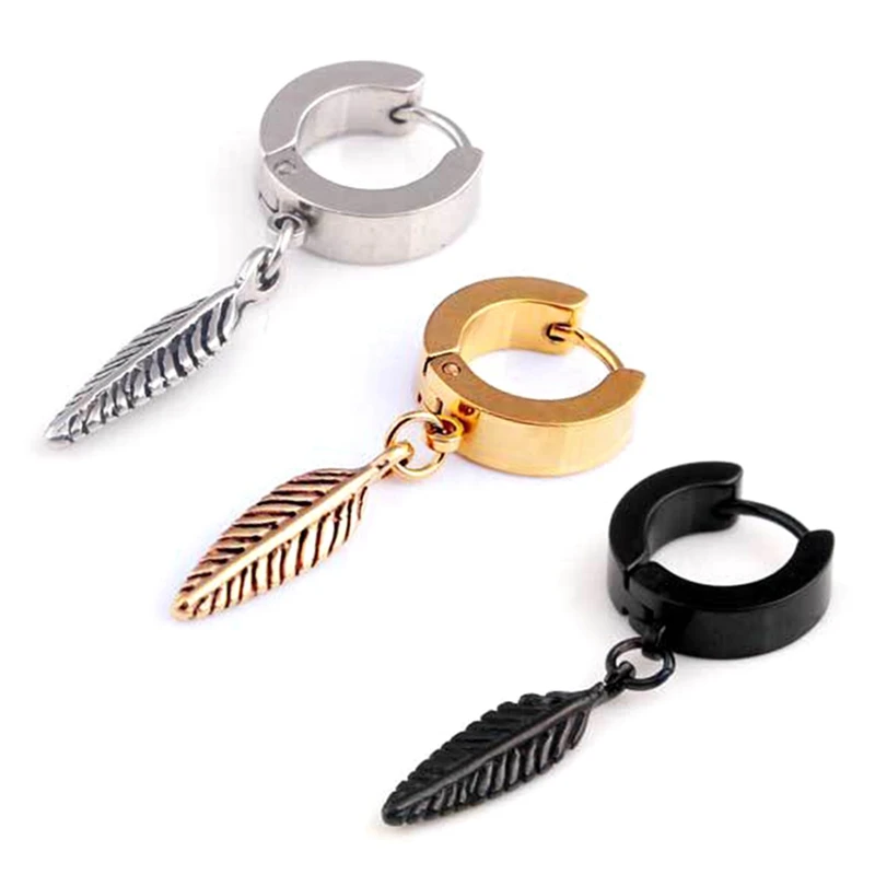 1 Pair Of Feather Pendant Titanium Steel Male Earrings Punk Earrings Fashion Personality Women's Men's Ornament Decoration
1 Pair Of Feather Pendant Titanium Steel Male Earrings Punk Earrings Fashion Personality Women's Men's Ornament Decoration