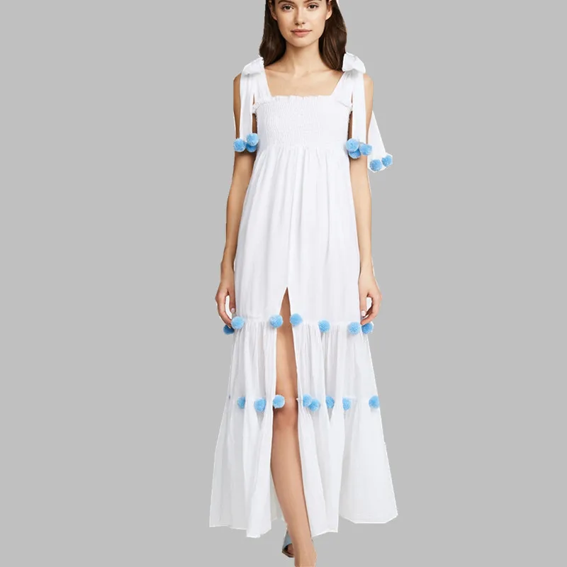 HAMALIEL Bohemian Holiday Long Summer Dress 2019 Fashion Women Spaghetti Strap White Ball Beach Maxi Dress Split Bowknot Dress
HAMALIEL Bohemian Holiday Long Summer Dress 2019 Fashion Women Spaghetti Strap White Ball Beach Maxi Dress Split Bowknot Dress