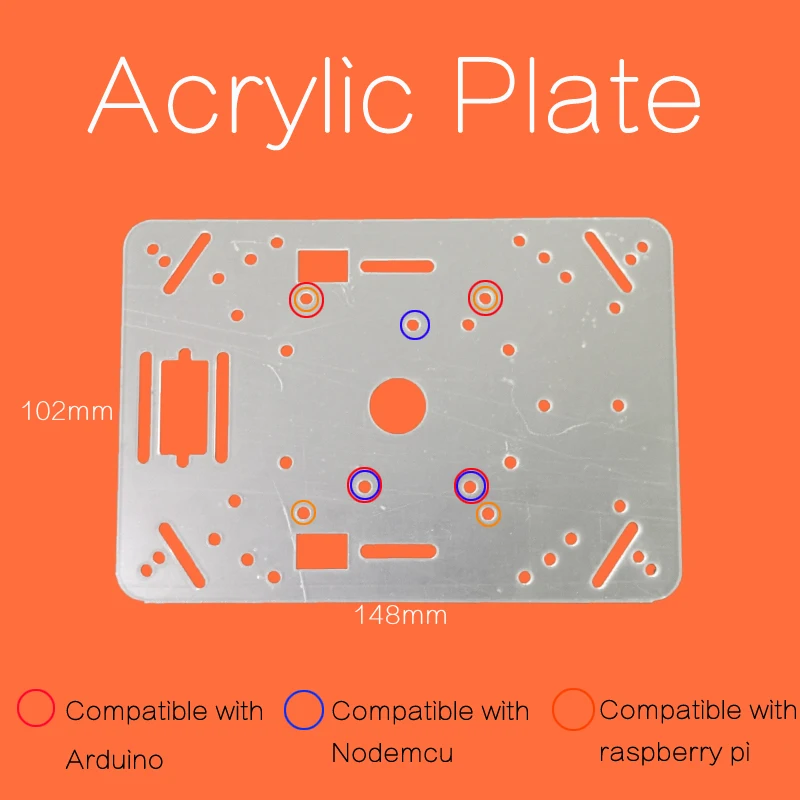 Transparent 148*102mm Acrylic Plate for Arduino, Raspberry Pi, Plastic Frame, Smart Car Chassis
Transparent 148*102mm Acrylic Plate for Arduino, Raspberry Pi, Plastic Frame, Smart Car Chassis