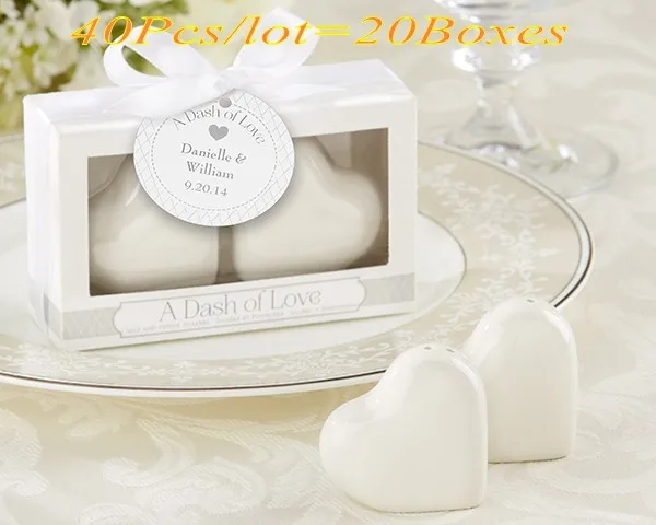 40pcs/lot(20boxes) Wedding celebration gift of A Dash of Love Ceramic Heart Salt and Pepper Shakers Wedding Party favors
40pcs/lot(20boxes) Wedding celebration gift of A Dash of Love Ceramic Heart Salt and Pepper Shakers Wedding Party favors