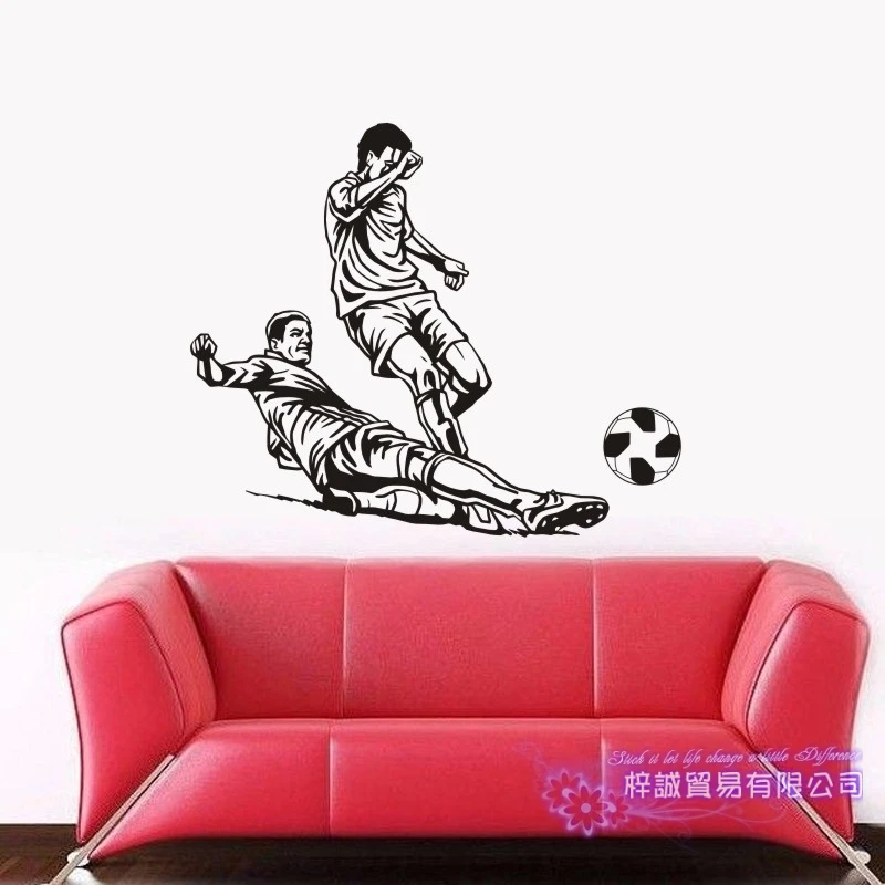 Football Player Wall Sticker Sports Car Decal Kids Room Posters Vinyl Customizable Soccer | Дом и сад