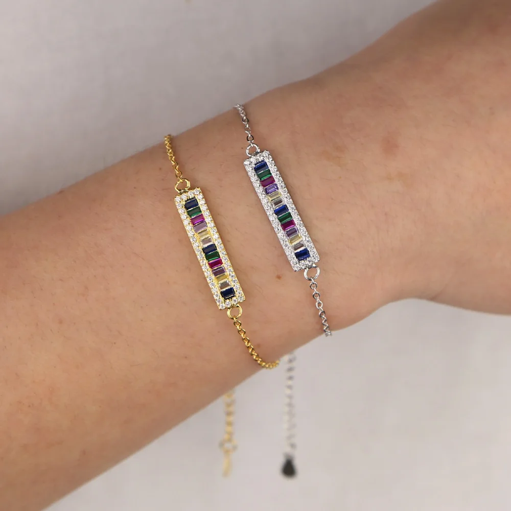 Rainbow cz paved bar delicate bracelet gradual bar baguette color cz spectacular open cuff bangle women grils Mother's Day Gifts
Rainbow cz paved bar delicate bracelet gradual bar baguette color cz spectacular open cuff bangle women grils Mother's Day Gifts