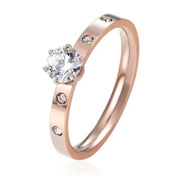Anti Allergy Titanium Steel 1 Big 4 Small Cubic Zirconia Wedding Ring For Woman Rose Gold Color Crystal Wedding Jewelry bague
Anti Allergy Titanium Steel 1 Big 4 Small Cubic Zirconia Wedding Ring For Woman Rose Gold Color Crystal Wedding Jewelry bague