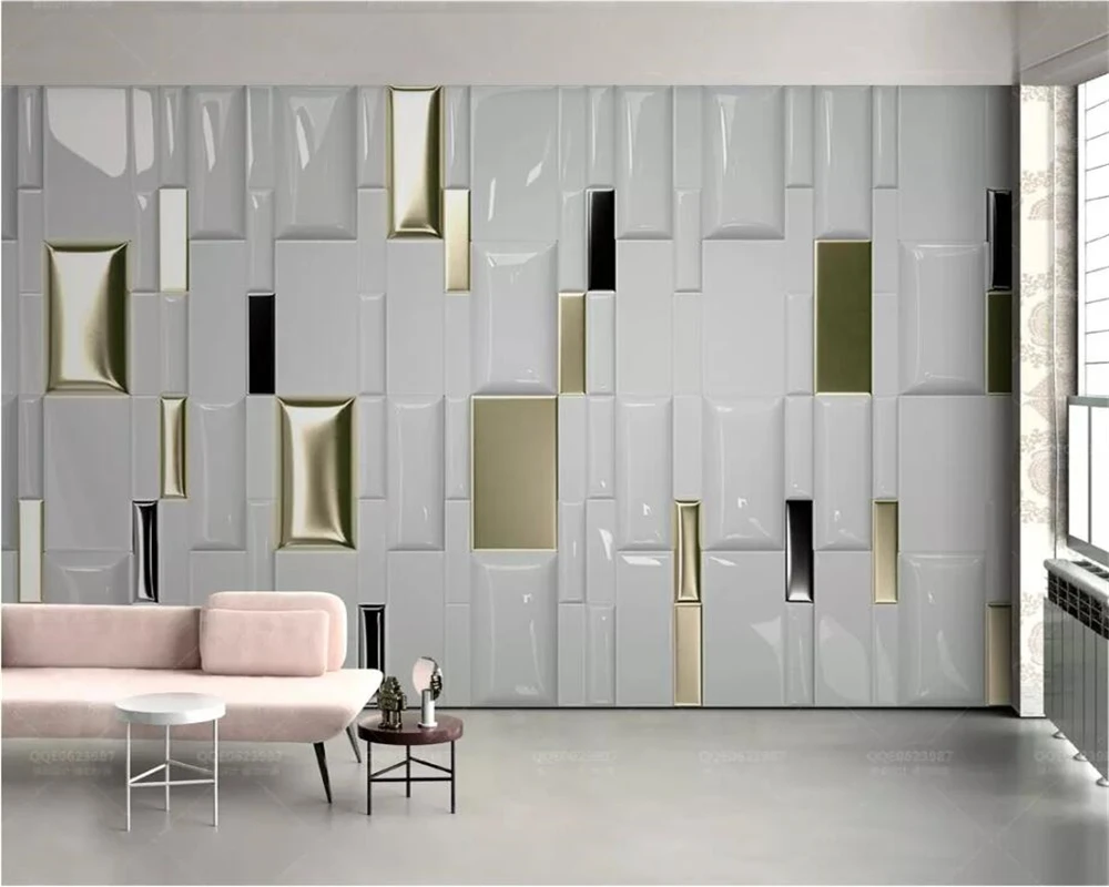 beibehang Custom wallpaper 3D mural modern fashion gold checkered geometric soft bag background wall living room decoration
beibehang Custom wallpaper 3D mural modern fashion gold checkered geometric soft bag background wall living room decoration